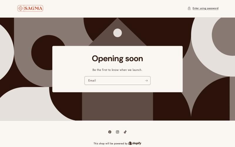 Screenshot of sagma.co: the Opening soon page